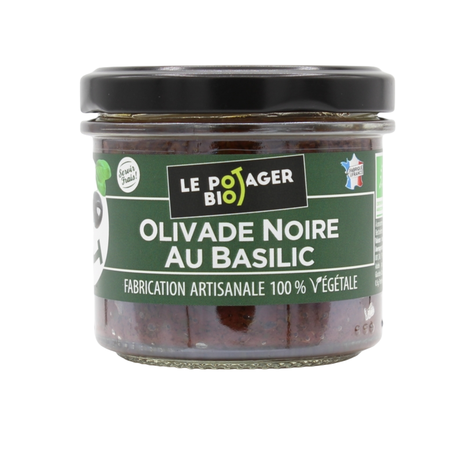 verrine olivade noire basilic fond transparent